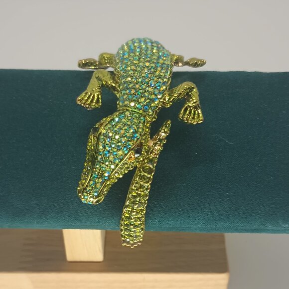 Vintage Rhinestone Alligator Clamper Bracelet. - Picture 1 of 7